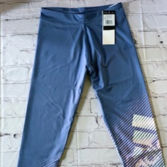 NEW Girl's Adidas Cropped Leggings Blue Size XL 16 - Picture 1 of 2